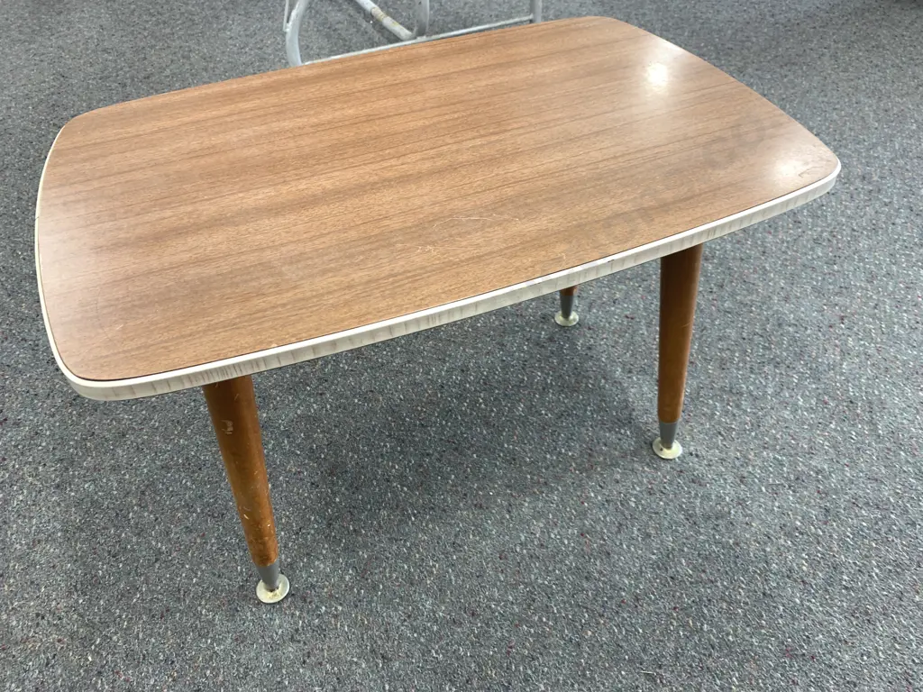 Retro Vintage Coffee Table, Formica Top With Gilding Edge, H40 W61 D40cm Image 1++