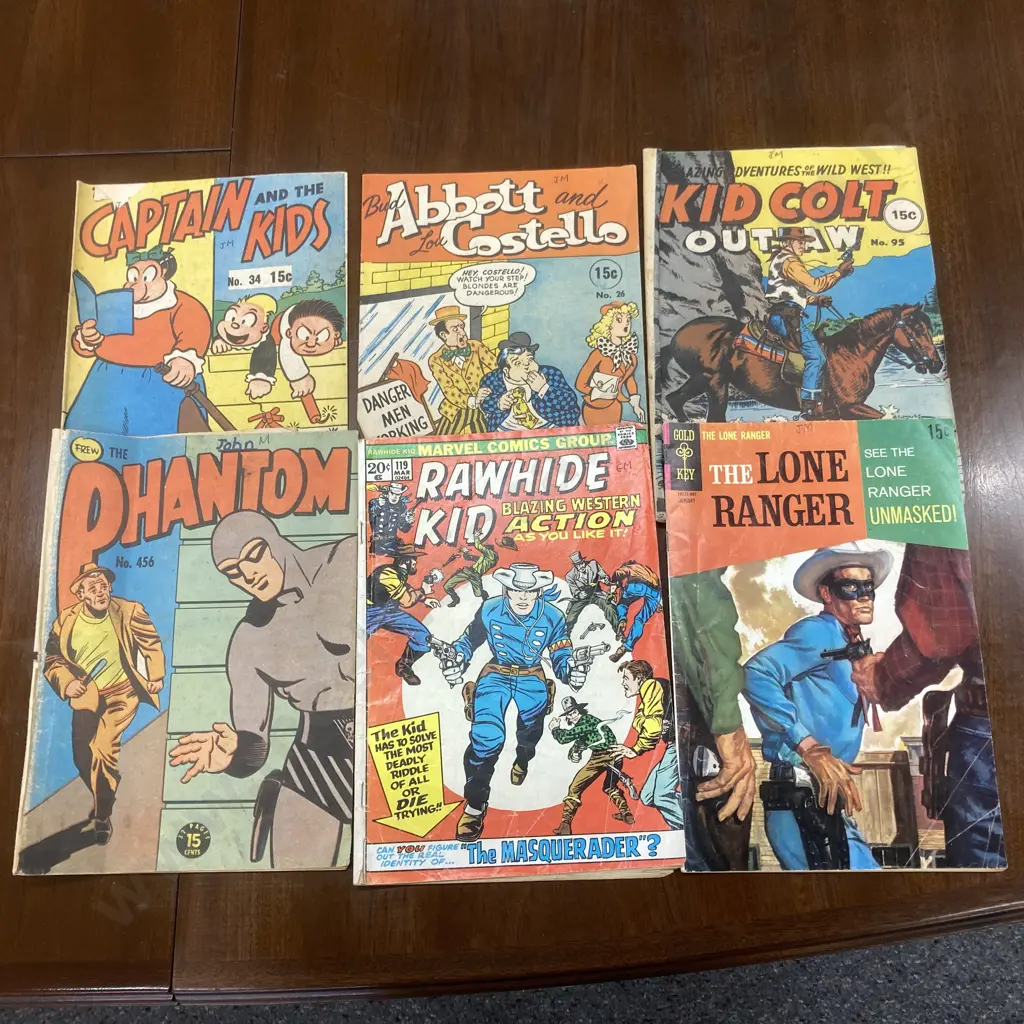 Vintage Comics, Abbott & Costello #26, Captain & The Kids #34, Gold Key The Lone Ranger, Marvel Rawhide Kid 119 Etc Image 1++