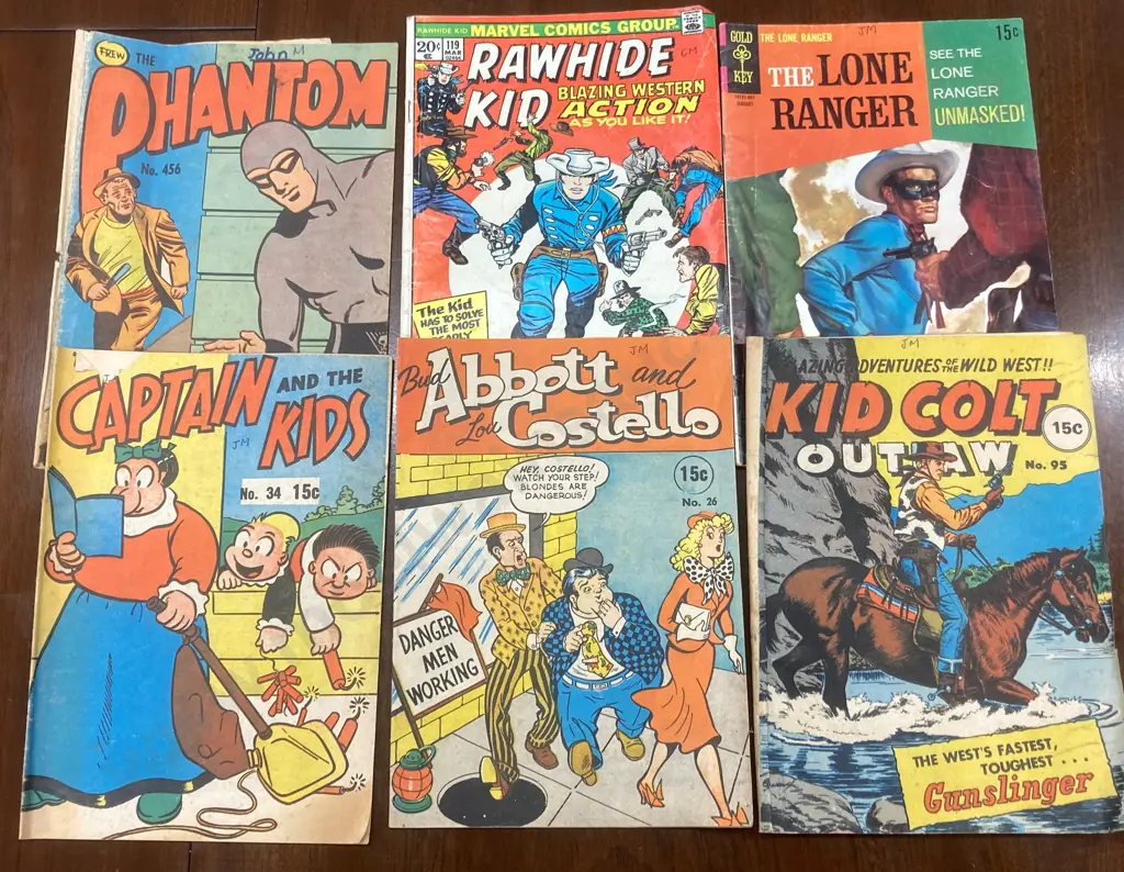 Vintage Comics, Abbott & Costello #26, Captain & The Kids #34, Gold Key The Lone Ranger, Marvel Rawhide Kid 119 Etc Image 1++