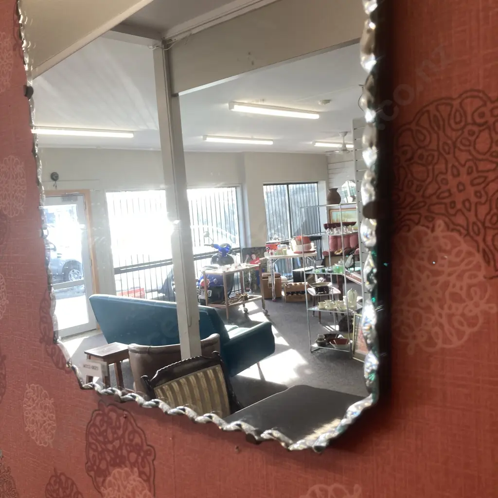 Vintage Mirror Scalloped Pie Crust Edge On All Sides, 36 x 61cm Image 1++