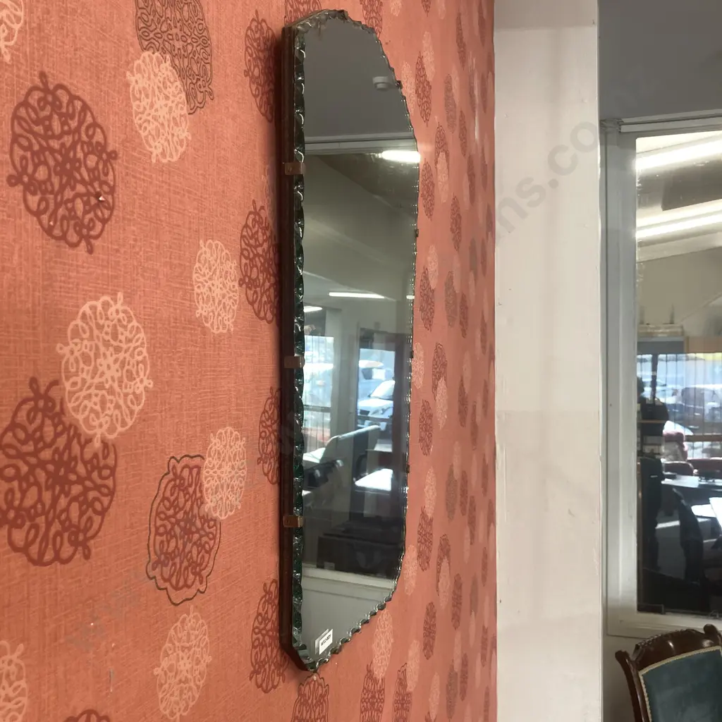 Vintage Mirror Scalloped Pie Crust Edge On All Sides, 36 x 61cm Image 1++