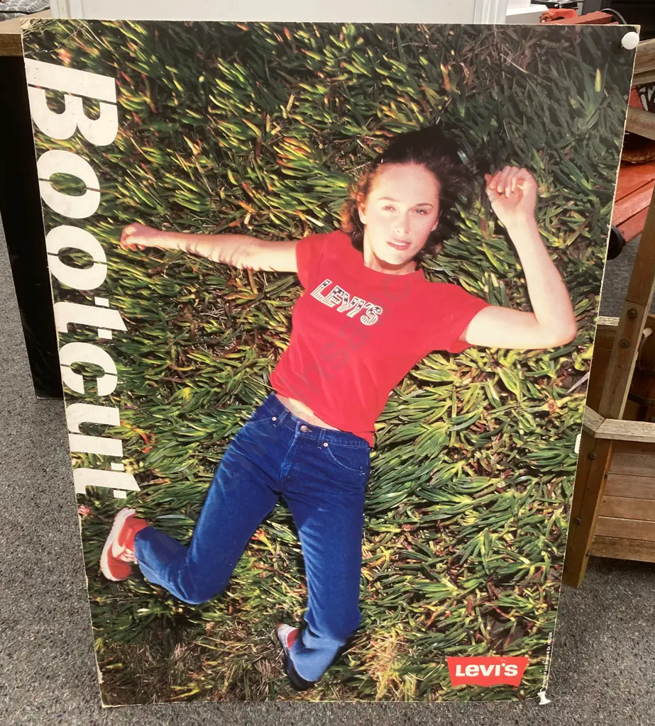 Vintage Levi's Bootcut Jeans Advertising Picture On Card, 84 x 59.5cm Image 1++
