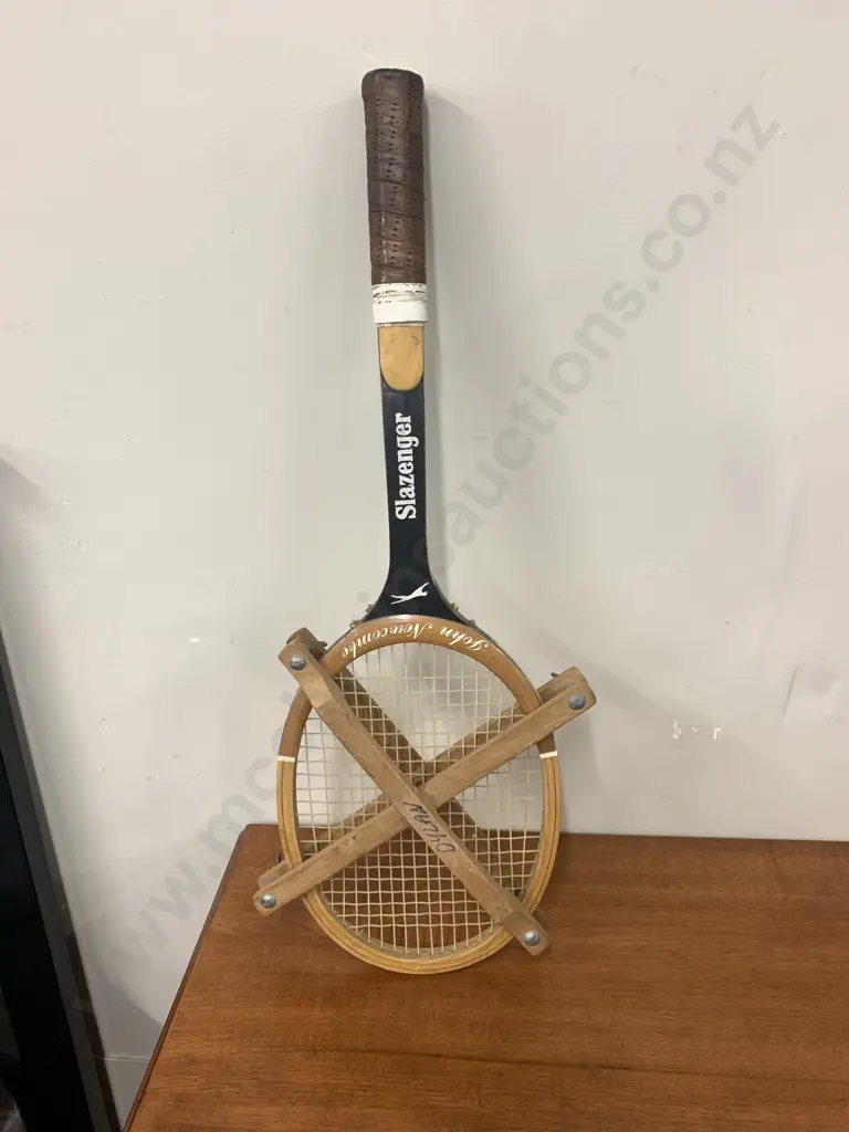 Vintage Slazenger Tennis Racquet With Wooden Stretcher Image 1++