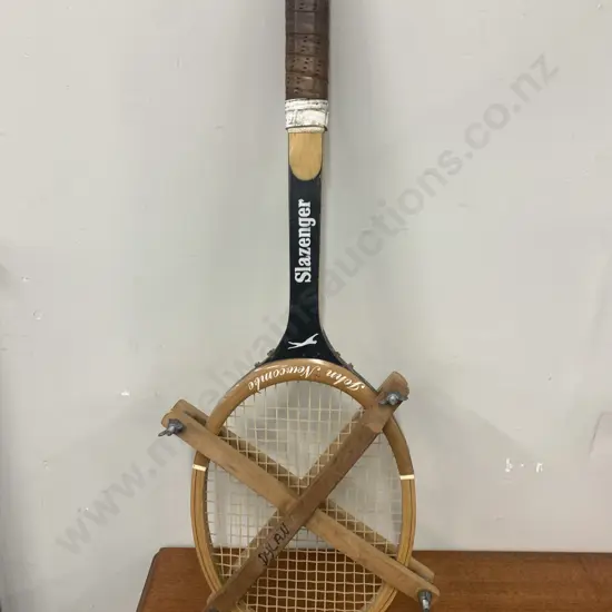 Vintage Slazenger Tennis Racquet With Wooden Stretcher