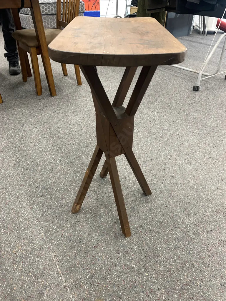 Antique Wooden 4 Legged Criss Cross Side Table, H71 W50 D28cm Image 1++