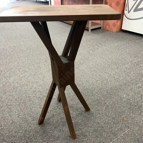 Antique Wooden 4 Legged Criss Cross Side Table, H71 W50 D28cm