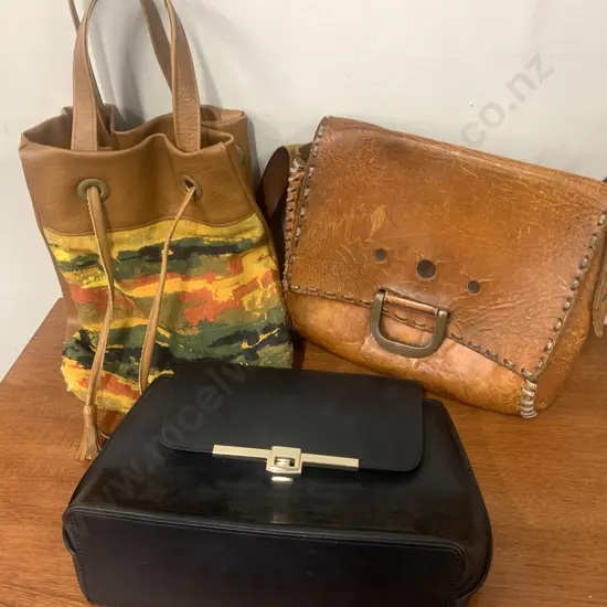 Assortment of Vintage Handbags Including Leather