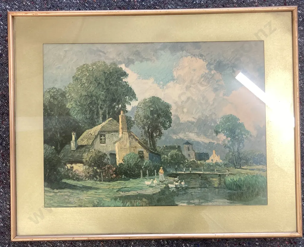 Vintage Gilded Framed Farm Scene Picture, 40 x 51cm Image 1++