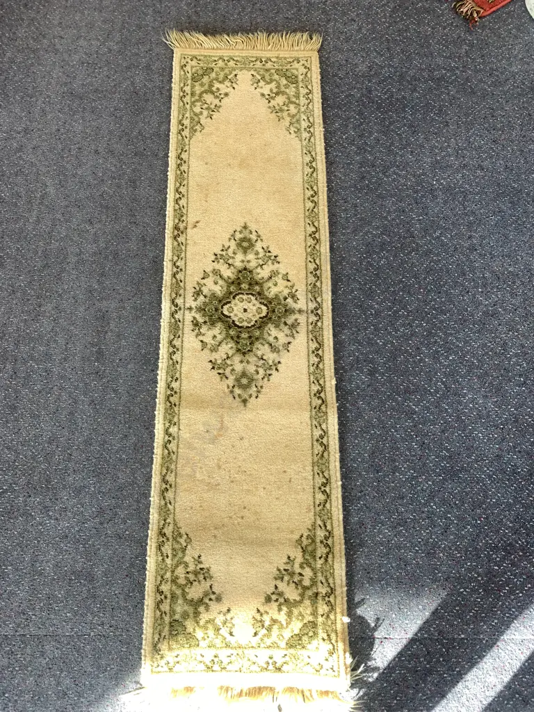 Vintage Floor Runners 1x Brown/Gold/Cream Tones L105cm,W50cm 1x Green/Brown/Cream Tones L98cm,W38cm Image 1++