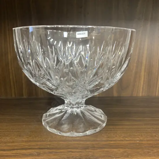 Art Nouveau Heavy Cut Footed Crystal Bowl, 15.5 x 19cm