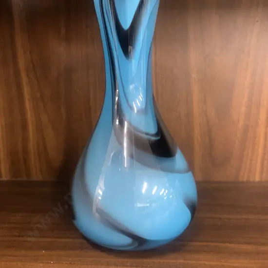 Art Glass Swirl Vase Signed On Base, H19cm