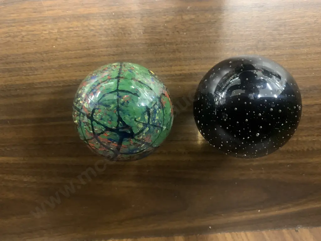 Pair of Paper Weights, Green & Multi Coloured Image 1++