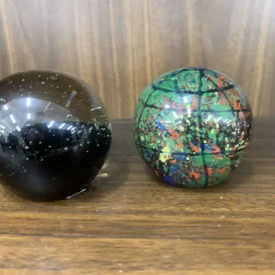 Pair of Paper Weights, Green & Multi Coloured