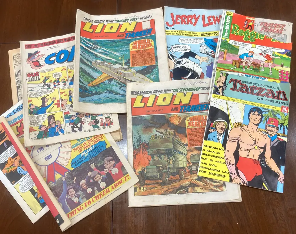 Vintage Comics, 1970's Lion & Thunder, Tarzan #38, Jerry Lewis #10, Cor, Reggie & Me #73 Etc Image 1++