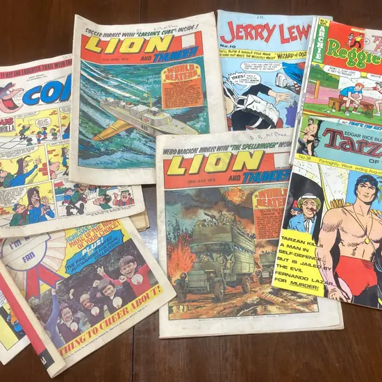 Vintage Comics, 1970's Lion & Thunder, Tarzan #38, Jerry Lewis #10, Cor, Reggie & Me #73 Etc