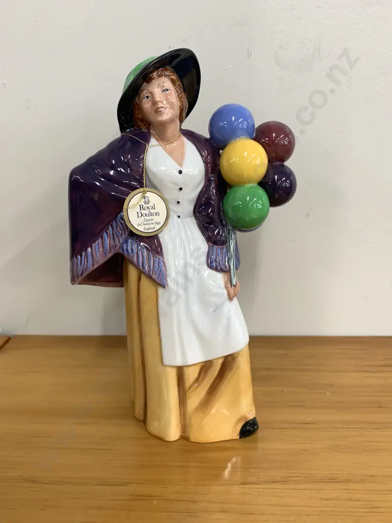 Royal Doulton Figurine 'Balloon Lady' HN2935 By Peter A Gee Purple / Gold And White Dress H22cm Image 1++