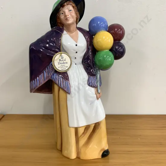 Royal Doulton Figurine 'Balloon Lady' HN2935 By Peter A Gee Purple / Gold And White Dress H22cm