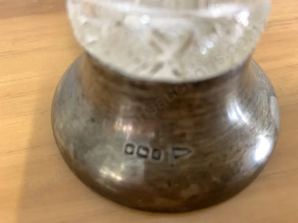 Cut Glass Vase With Hallmarked Silver Base H10cm Image 1++