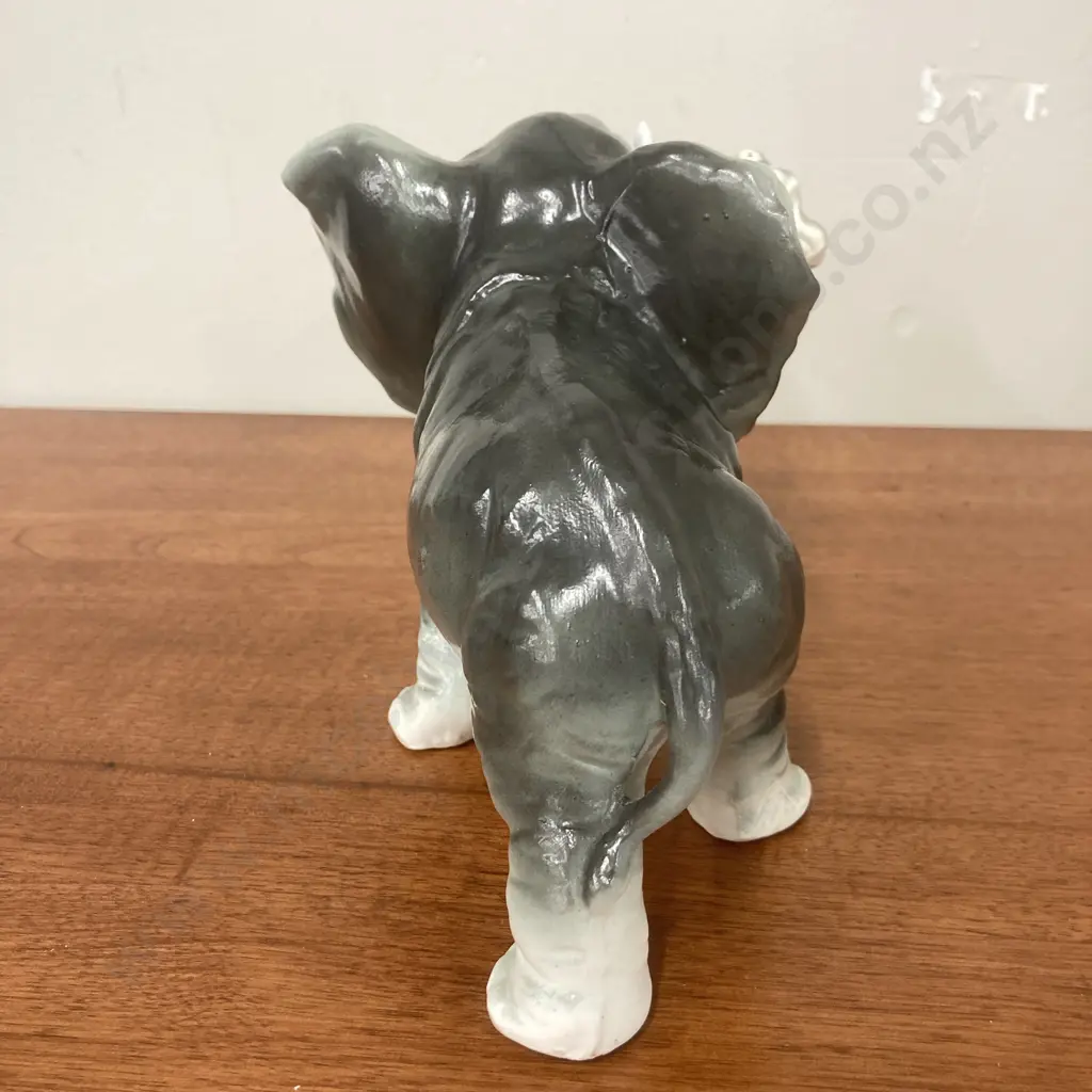 Vintage Elephant & Tiger Hand Painted Ceramic Figurine, Grizelle Japan c1950, 14 x 20cm Image 1++