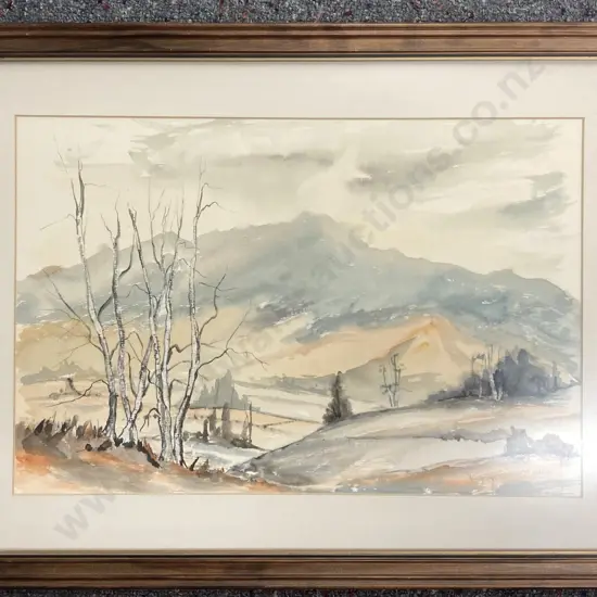 Framed Watercolour by Ruth Taylor of a Waikato Landscape, 45 x 60cm