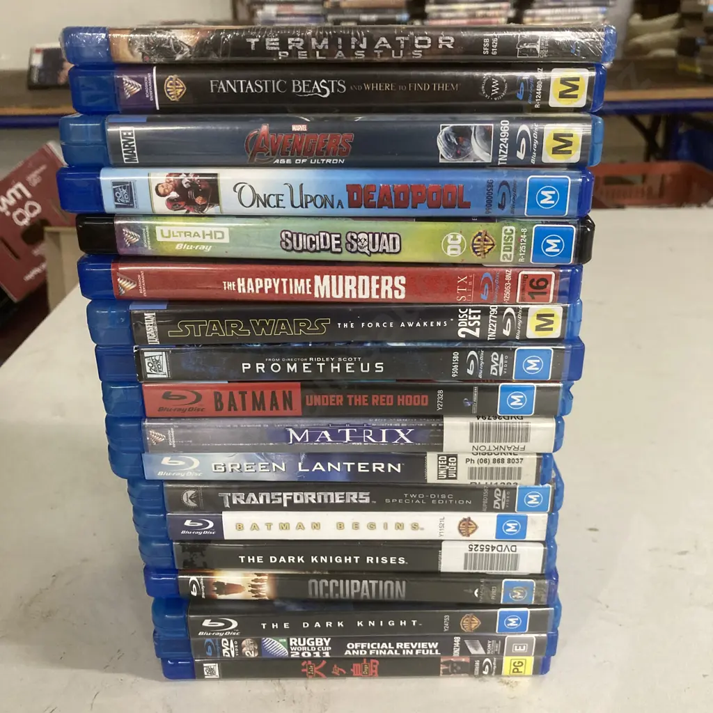 Blu-rays  x 18, Fantastic Beasts, Happytime Murders, Suicide Squad, Once Upon A Deadpool, Batman Etc Image 1++