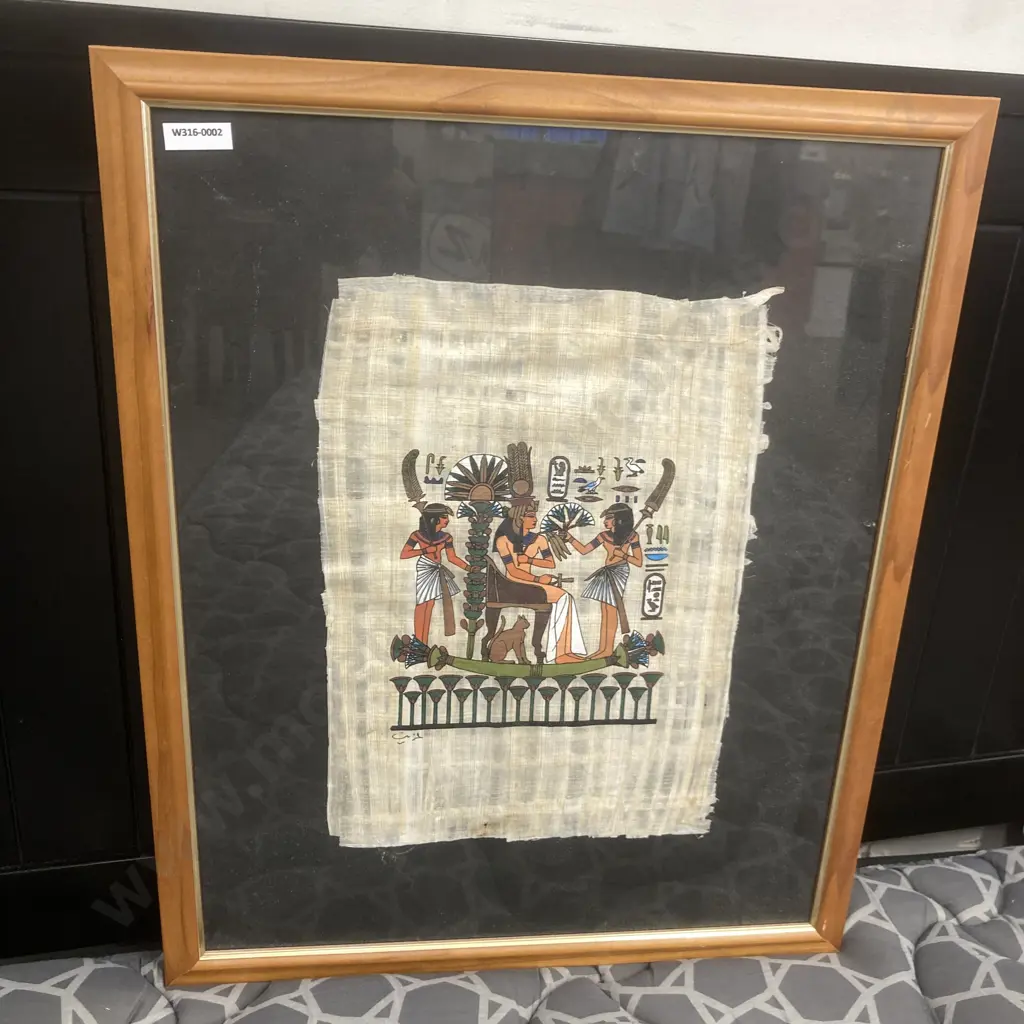 Framed Vintage Egyptian Print On Papyrus, 45 x 55cm Image 1++