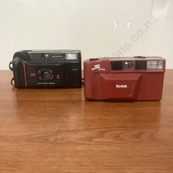 Rare Red Kodak S-Series S100 EF - 1987 35mm Point And Shoot Film Camera Made In Hong Kong & A Premier PC-700 Camera