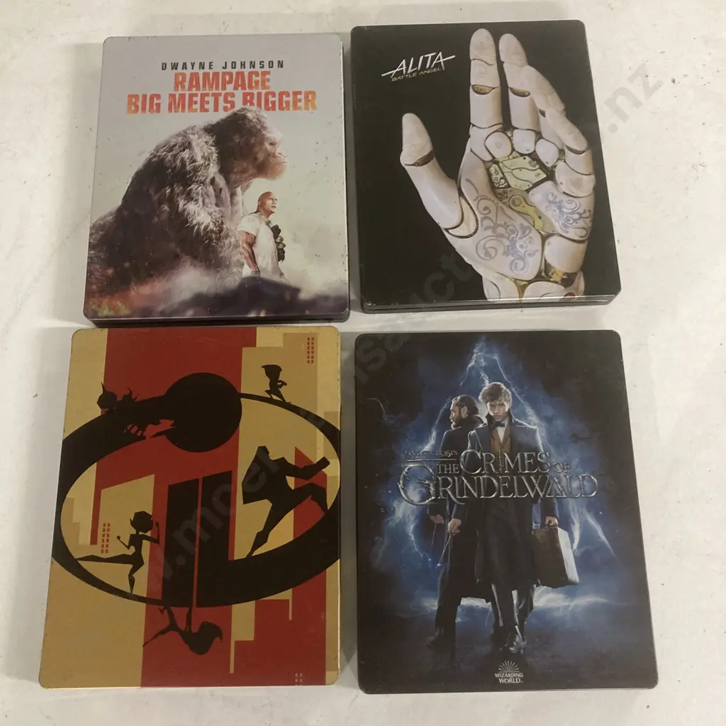 4K UltraHD & Blu-Ray Steelbooks x 4, Fantastic Beast Crimes Of Grindlewald, Alita, Rampage & Incredibles 2 Image 1++