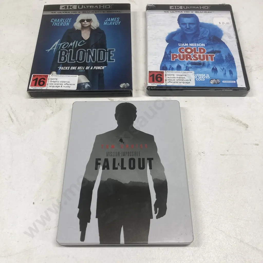 4K UltraHD & Blu-Ray x 3, MI Fallout Collectable Steelbook, Cold Pursuit (Sealed), Atomic Blonde Image 1++