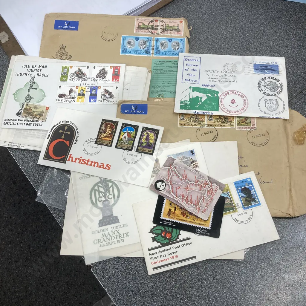 Isle Of Man First Day Covers & Phone Cards, NZ Post First Day Covers, Vanda Station Letter, Etc Image 1++