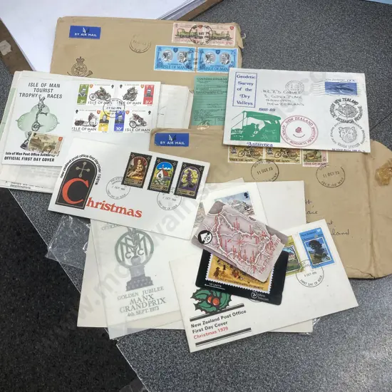Isle Of Man First Day Covers & Phone Cards, NZ Post First Day Covers, Vanda Station Letter, Etc