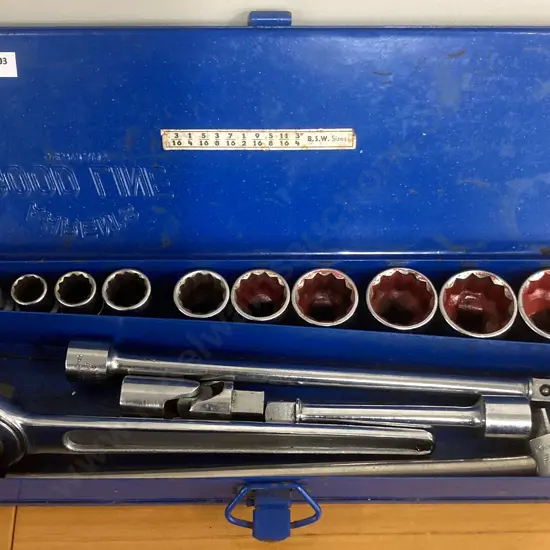 Vintage AHREM'S GOODLINE (Germany) Socket Set - 1/2 drive, 15Pce, B.S.W. Sizes
