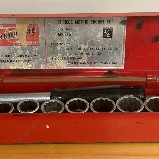 Vintage Sidchrome MS-815 15-Piece Metric Socket Set With A Socket Reducer