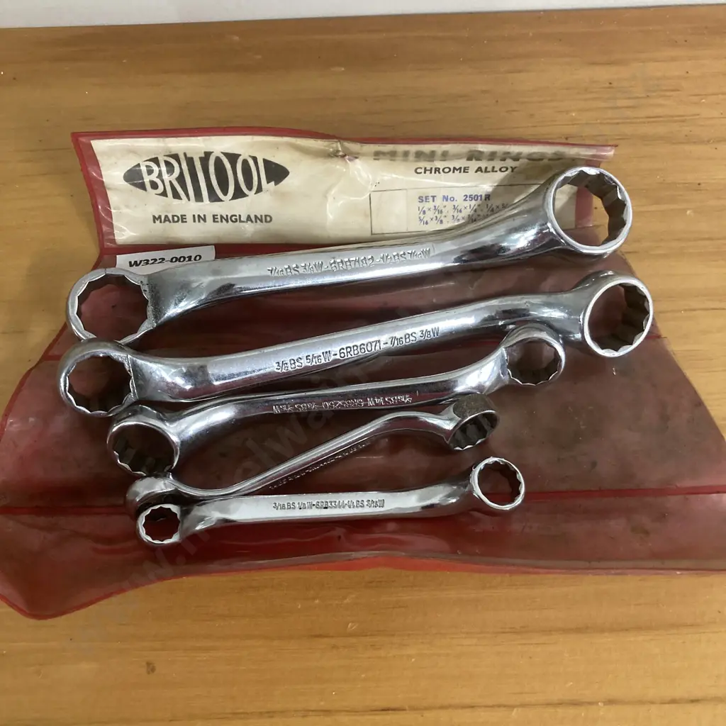 Vintage Britool England Mini-Rings 5Pce Set No2501R (Whit.) With Pouch Image 1++