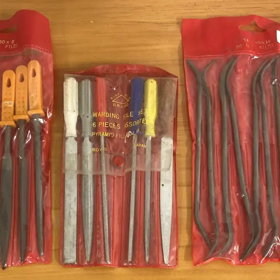 10Pce 4 x 160 x 10 Riffler Needle File Set, 6Pce Warding File Set, 6Pce Needle Files Set 5 x 180 x 6