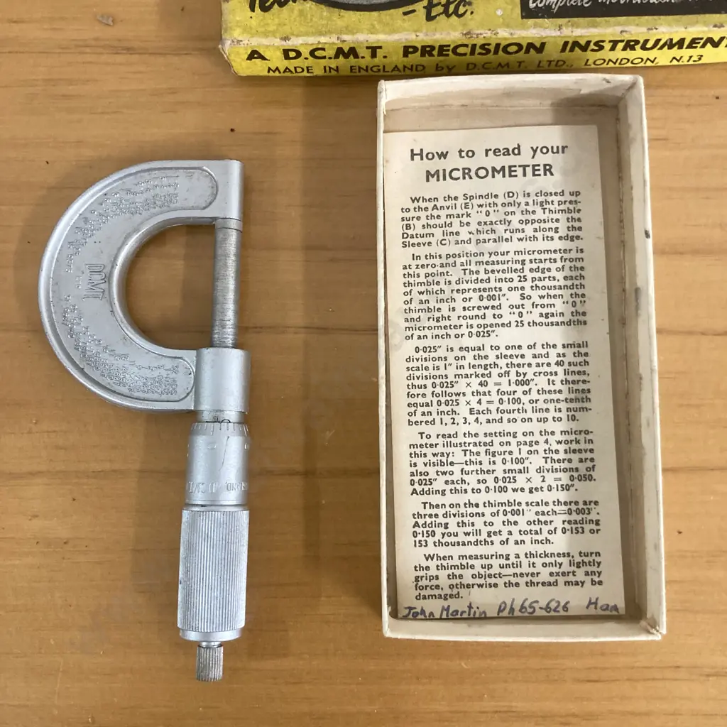 Vintage Indestro Brake Lining and General Riveting Set, No824, DCMT England 1" Micrometer, Original Boxes & Instructions Image 1++