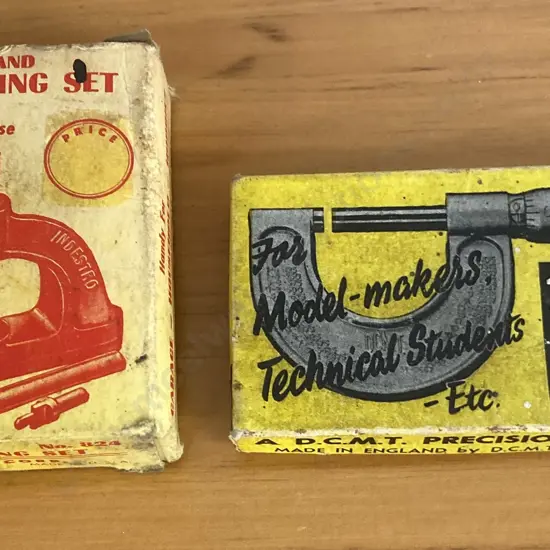 Vintage Indestro Brake Lining and General Riveting Set, No824, DCMT England 1" Micrometer, Original Boxes & Instructions