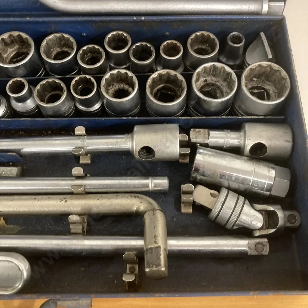 Vintage King Dick Socket Set Steel Case With Assorted King Dick, Sidchrome Etc Sockets Image 1++