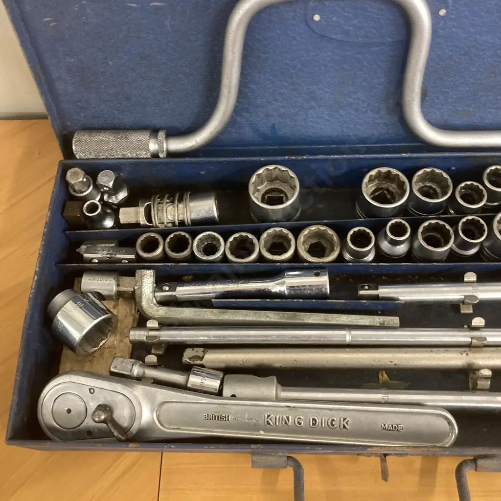 Vintage King Dick Socket Set Steel Case With Assorted King Dick, Sidchrome Etc Sockets Image 1++