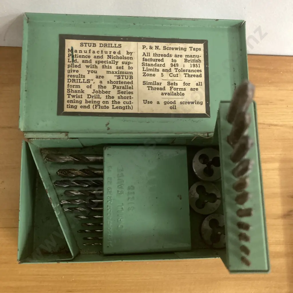 Triangle England Tap & Die Set, P&N Stub Drill Set, SPC Tap & Tap Wrench Set Image 1++