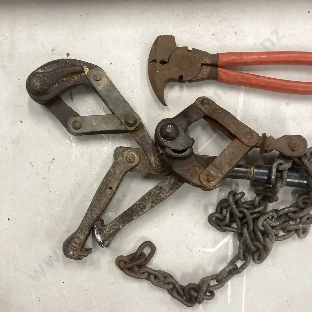 Pair of Hayes Wire Strainers With a Pair of Fencing Pliers Image 1++