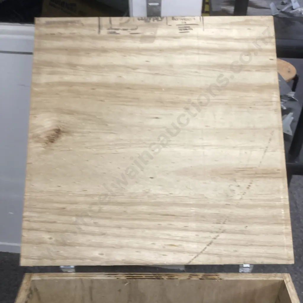 Plywood Box With Hinged Lid & Rope Handles, H66 W60 D60 Image 1++