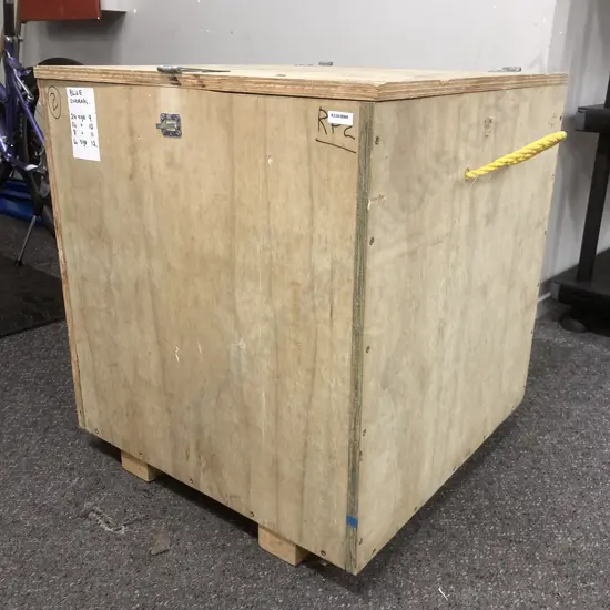 Plywood Box With Hinged Lid & Rope Handles, H66 W60 D60
