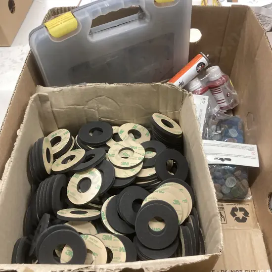 Box Lot Craftright 13Pce MFT Accessory Set, 3M Adhesive Black Foam Rings (Dia58mm), Paslode Gas, Glass Nuggets Etc