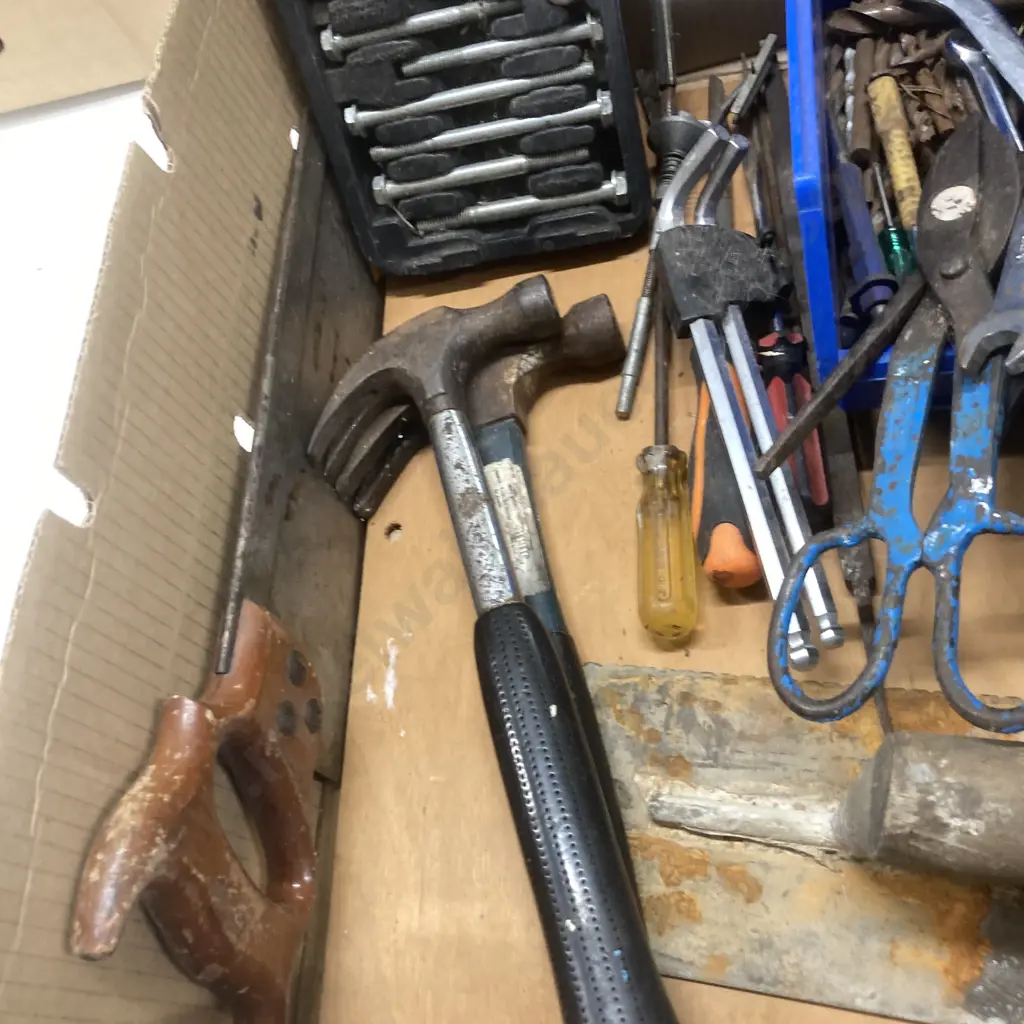 Box Lot Powerbuilt Steering Wheel Kit, Windscreen Removal Tool, Spanners, Drill Bits, Vice Grips, Screwdrivers Tools Etc Image 1++