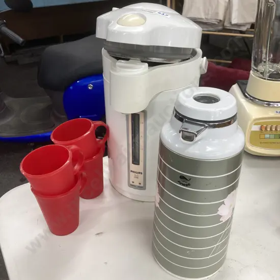 Vintage Pump Pot, Thermos & Set of Mugs (sold with -097)