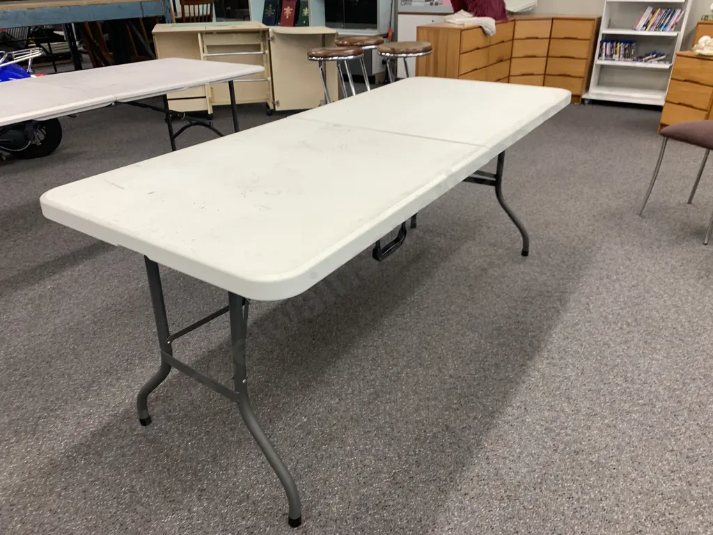 Heavy Duty PVC Folding Trestle Table, H73 W184 D76cm Image 1++