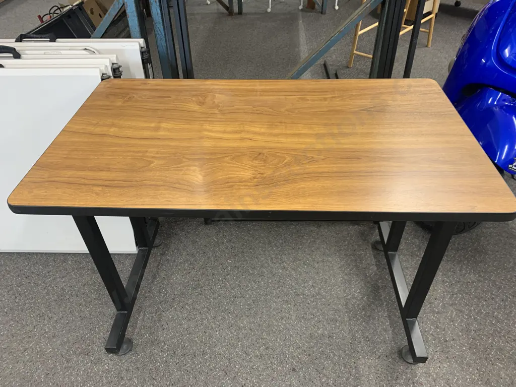 Tawa Effect Desk Top With Black Steel Frame Image 1++