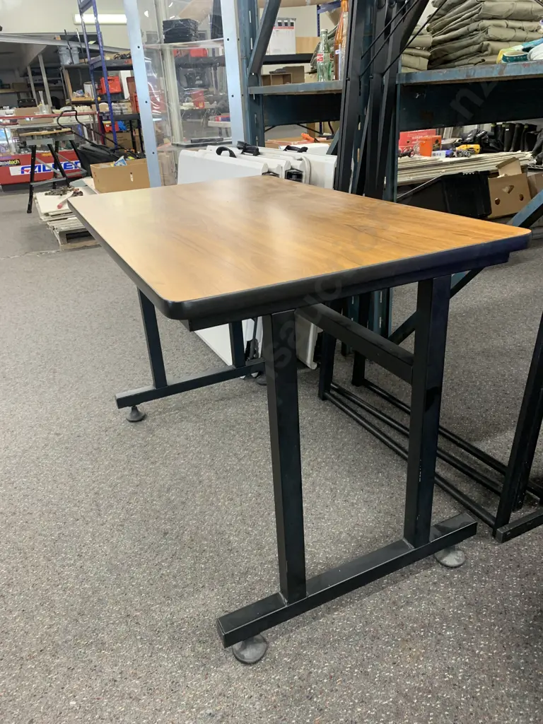Tawa Effect Desk Top With Black Steel Frame Image 1++