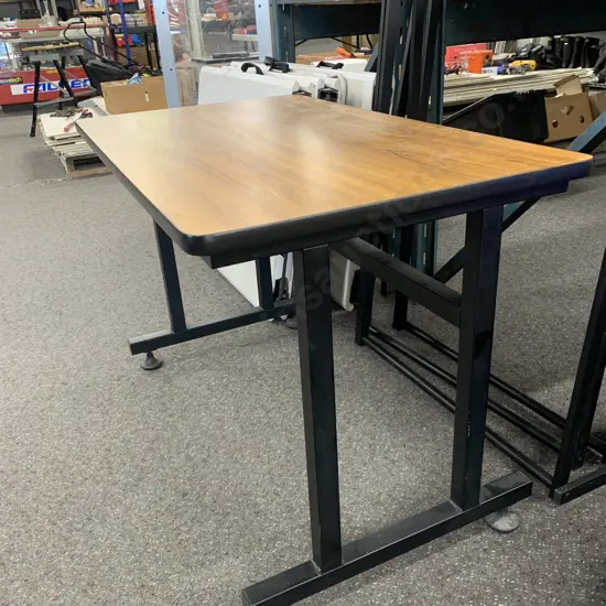 Tawa Effect Desk Top With Black Steel Frame